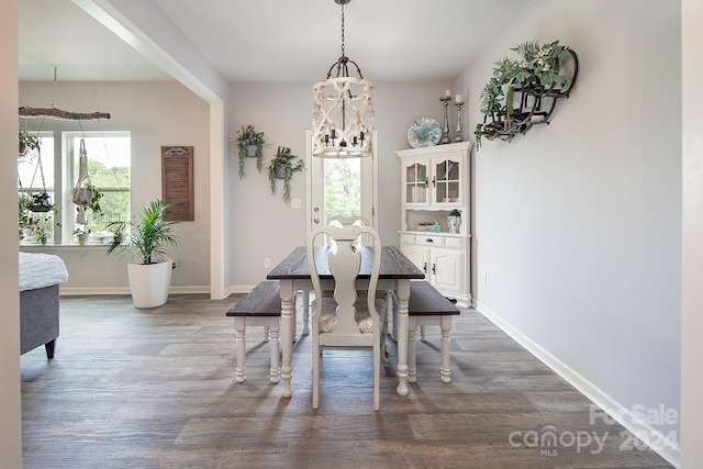 dining room featuring dark wood-type flooring