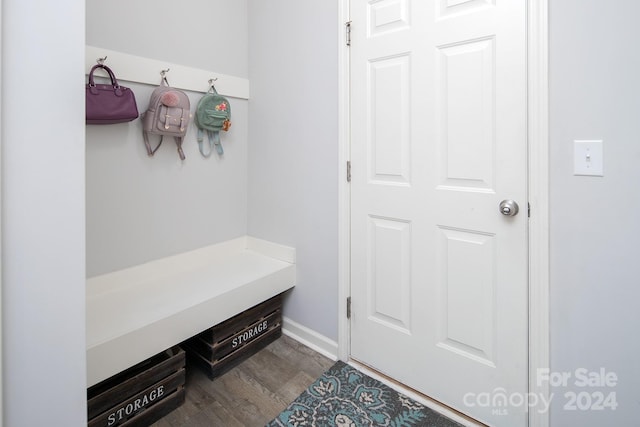 mudroom with hardwood / wood-style floors