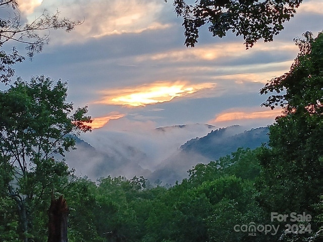 nature at dusk featuring a mountain view