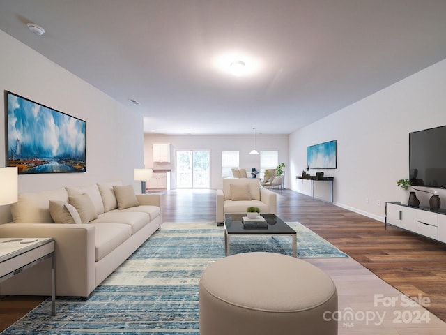 living room with hardwood / wood-style floors