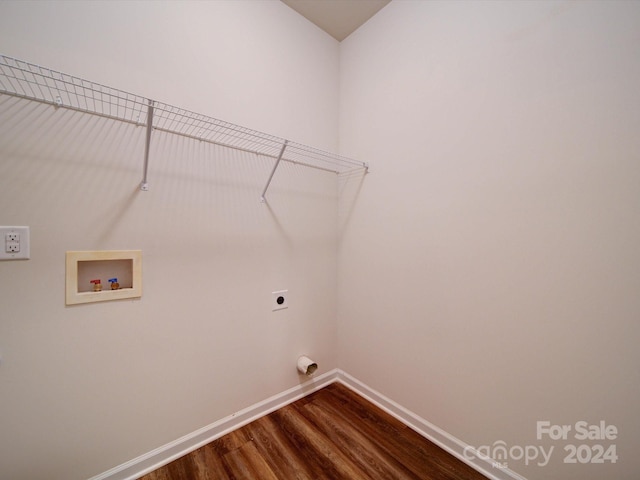 laundry room featuring hardwood / wood-style floors, hookup for a washing machine, and hookup for an electric dryer