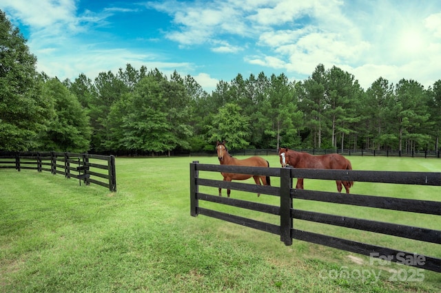 view of yard featuring a rural view and an enclosed area