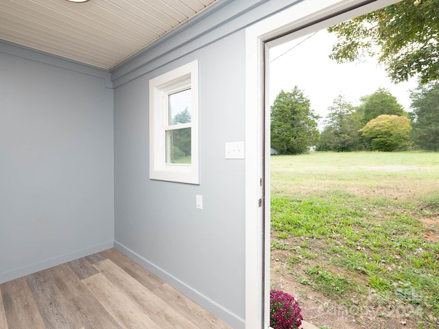 interior space with light hardwood / wood-style flooring