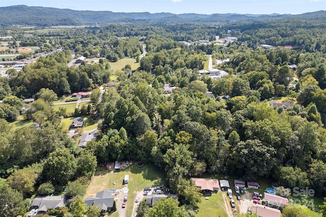 birds eye view of property with a mountain view