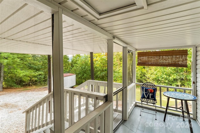 view of unfurnished sunroom