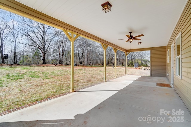 view of patio with ceiling fan