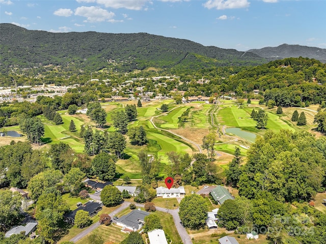 drone / aerial view featuring a mountain view