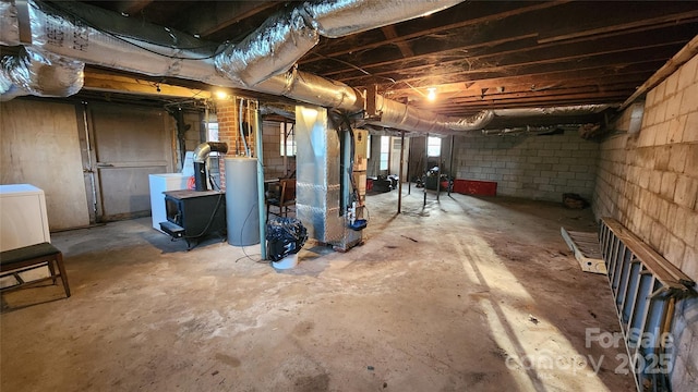 basement with water heater