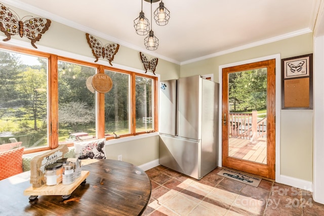 interior space with ornamental molding