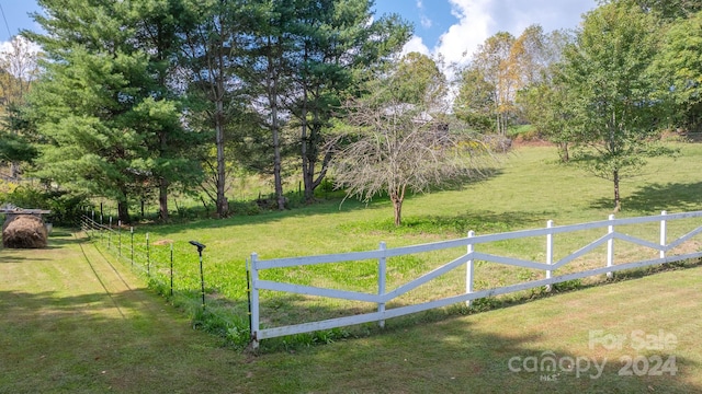 view of yard with a rural view