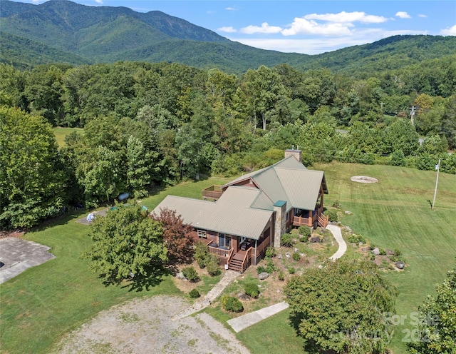 drone / aerial view with a mountain view