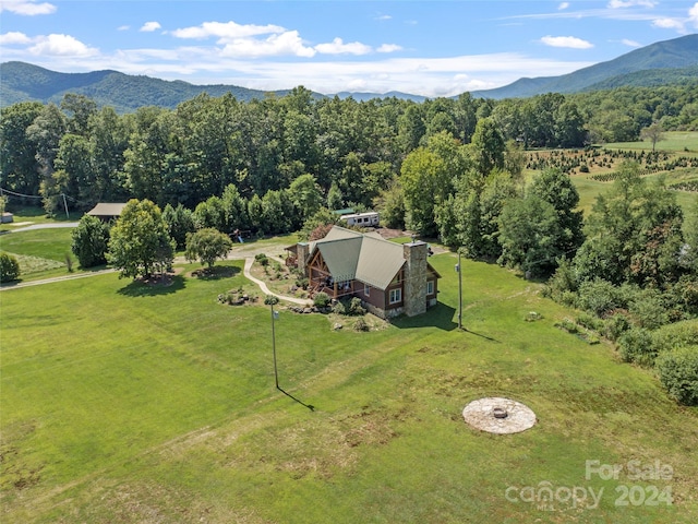 bird's eye view with a mountain view