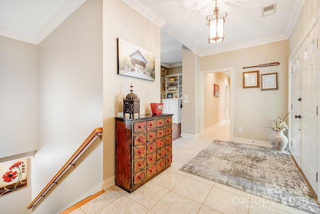 91 Island View Ct, Mill Spring, NC 28756 - foyer featuring ornamental molding, light tile patterned floors, and baseboards