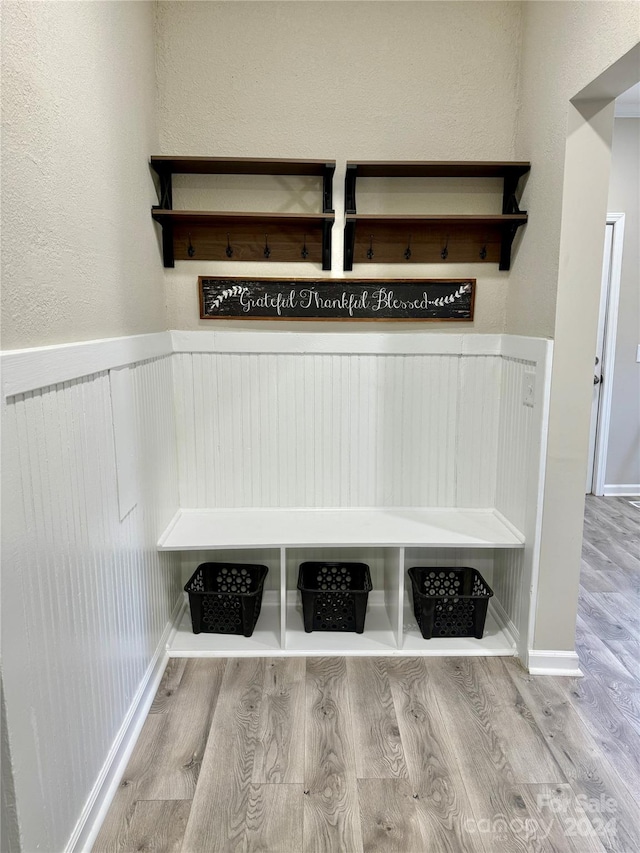 mudroom featuring light wood-type flooring