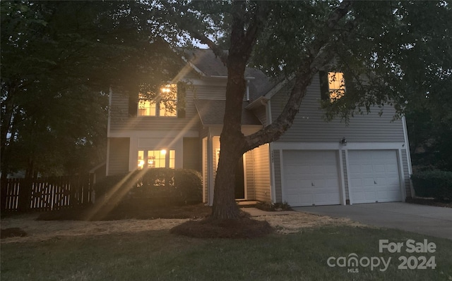 view of front of house with a garage