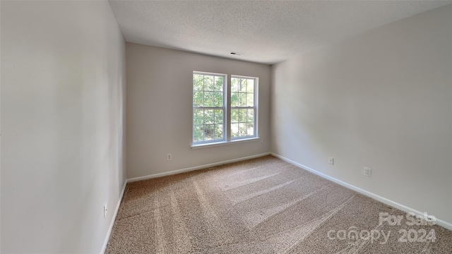 carpeted empty room featuring a textured ceiling