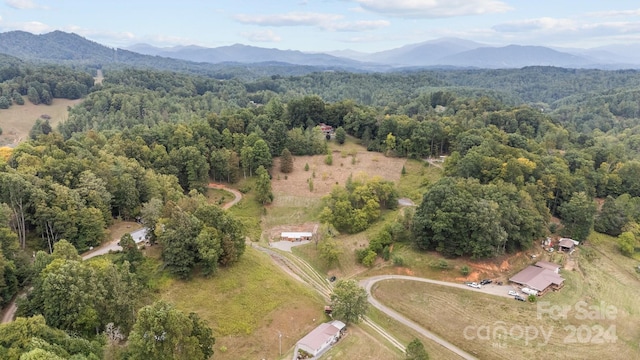 drone / aerial view with a mountain view