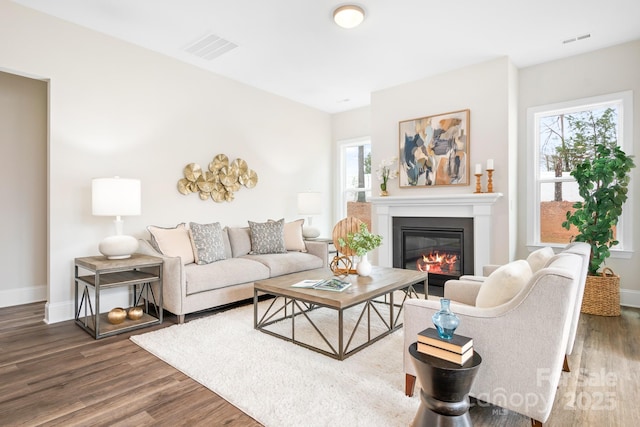 living room with hardwood / wood-style flooring