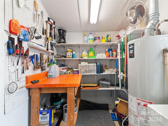 storage area with gas water heater