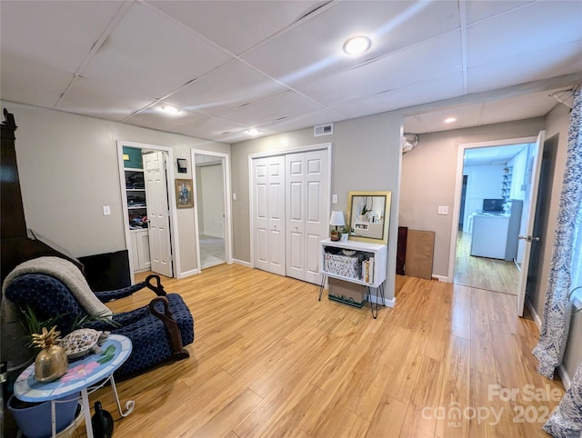 living area with light wood-type flooring