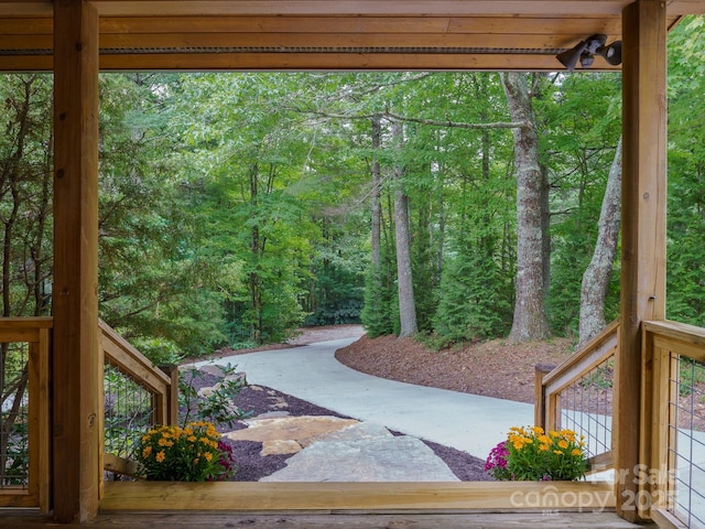 17200 Rosman Hwy, Lake Toxaway, NC 28747 - view of patio / terrace featuring a view of trees