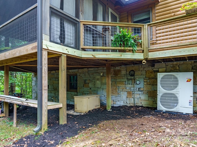 17200 Rosman Hwy, Lake Toxaway, NC 28747 - view of property exterior with a cooling unit, stone siding, and faux log siding
