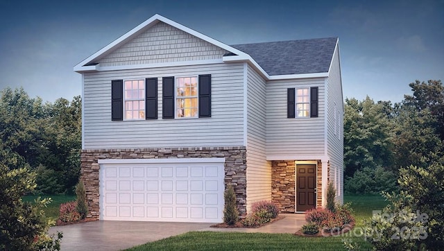 craftsman inspired home with a garage