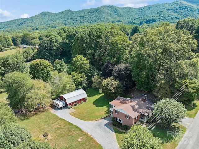 bird's eye view with a mountain view