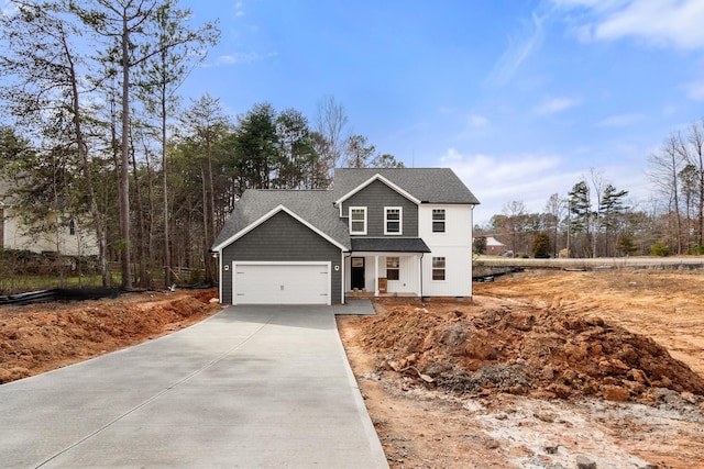 view of front of house with a garage