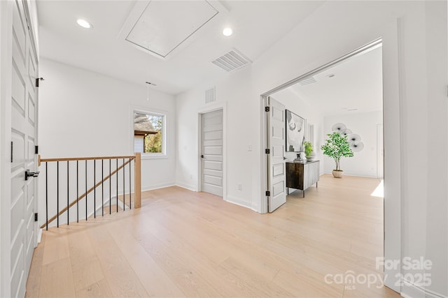 hall featuring light wood-type flooring