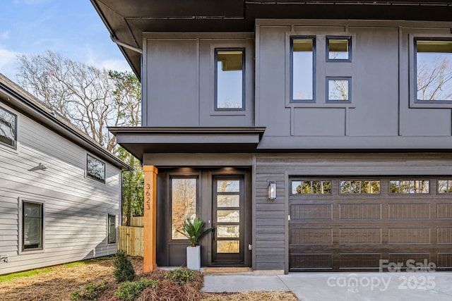 entrance to property with a garage