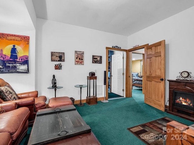 living room featuring carpet floors