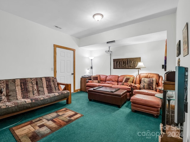 living room with carpet floors