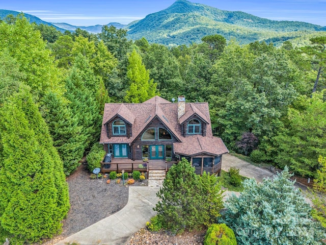 181 Highland Hts, Lake Lure, NC 28746 - view from above of property featuring a mountainous background and a forest