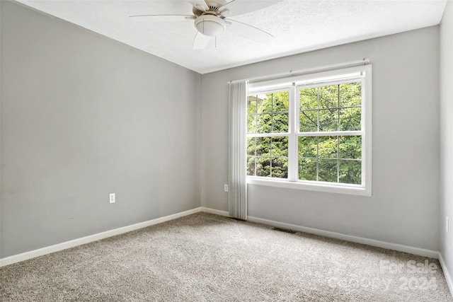 empty room featuring ceiling fan and carpet floors