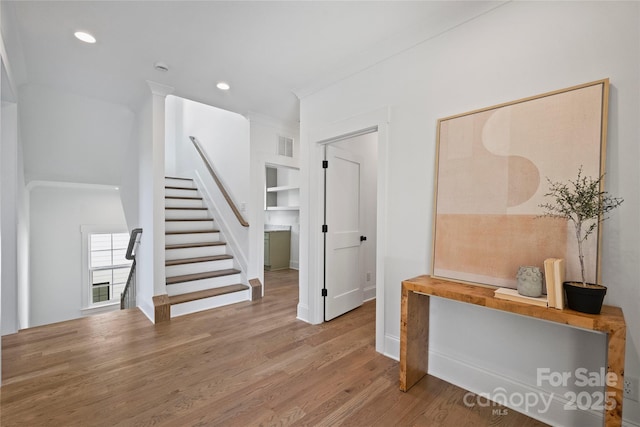 interior space with hardwood / wood-style flooring