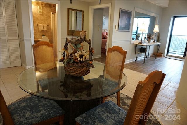 dining room featuring light hardwood / wood-style floors