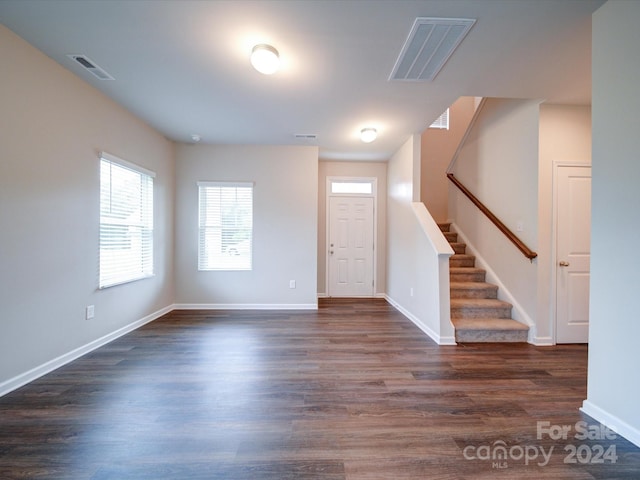 foyer with dark wood-type flooring