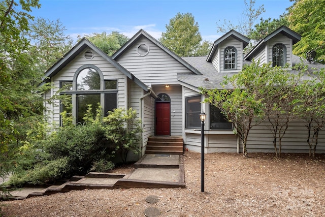 view of front of house with entry steps and roof with shingles