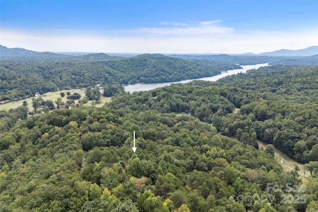 aerial view with a water and mountain view