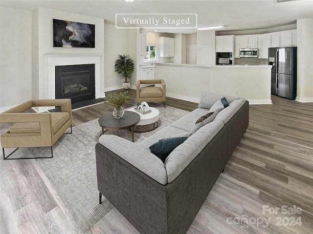 living room with wood-type flooring