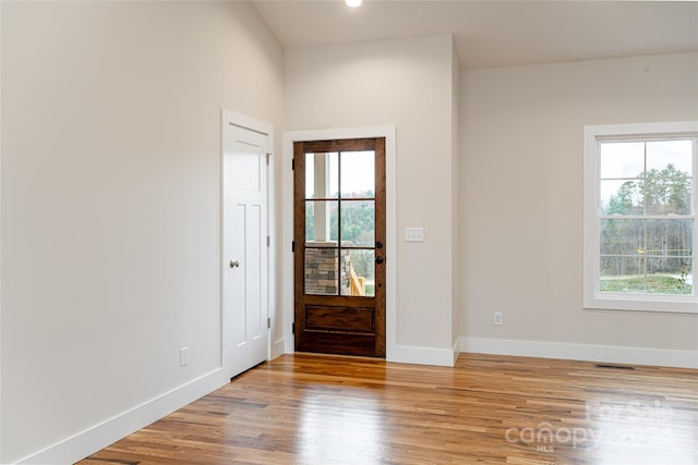 foyer with hardwood / wood-style floors