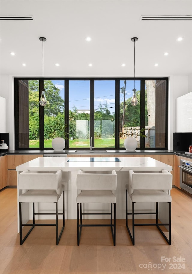 interior space with light hardwood / wood-style flooring