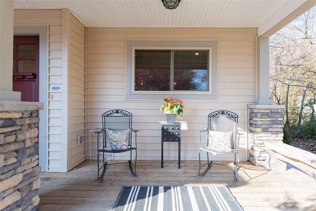 deck featuring covered porch