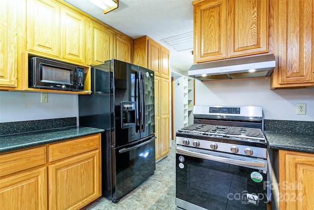 kitchen with black appliances