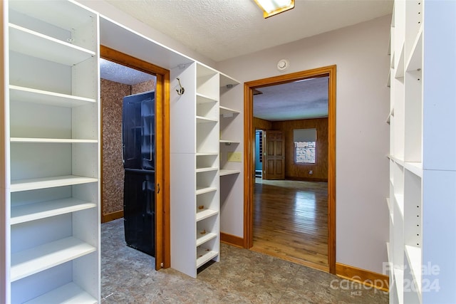 walk in closet with hardwood / wood-style flooring