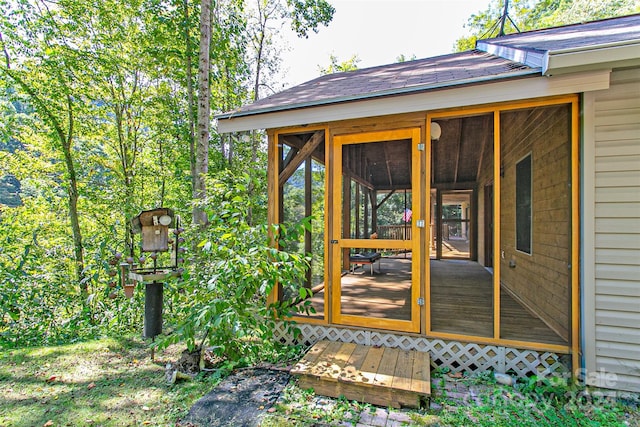 doorway to property featuring french doors