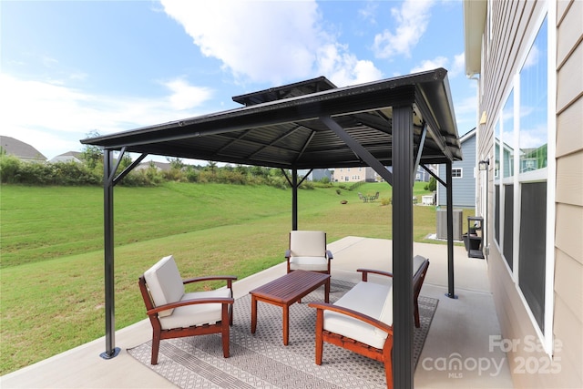 view of patio / terrace with a gazebo