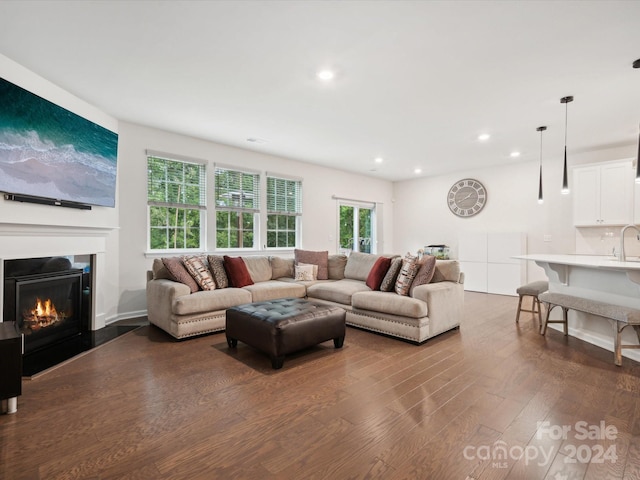 living room featuring hardwood / wood-style flooring