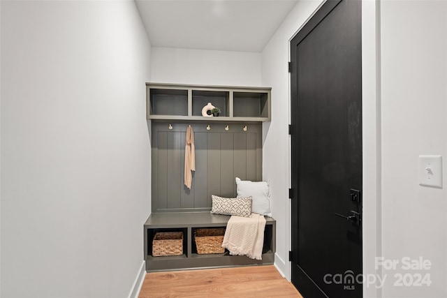 mudroom with light wood-type flooring